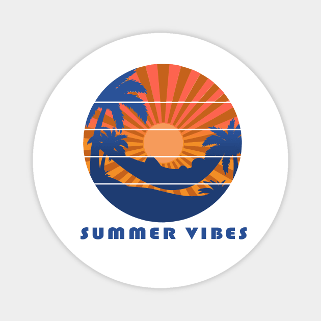 Bright Summer Vibes Sunset Rays Hammock Magnet by MOP tees